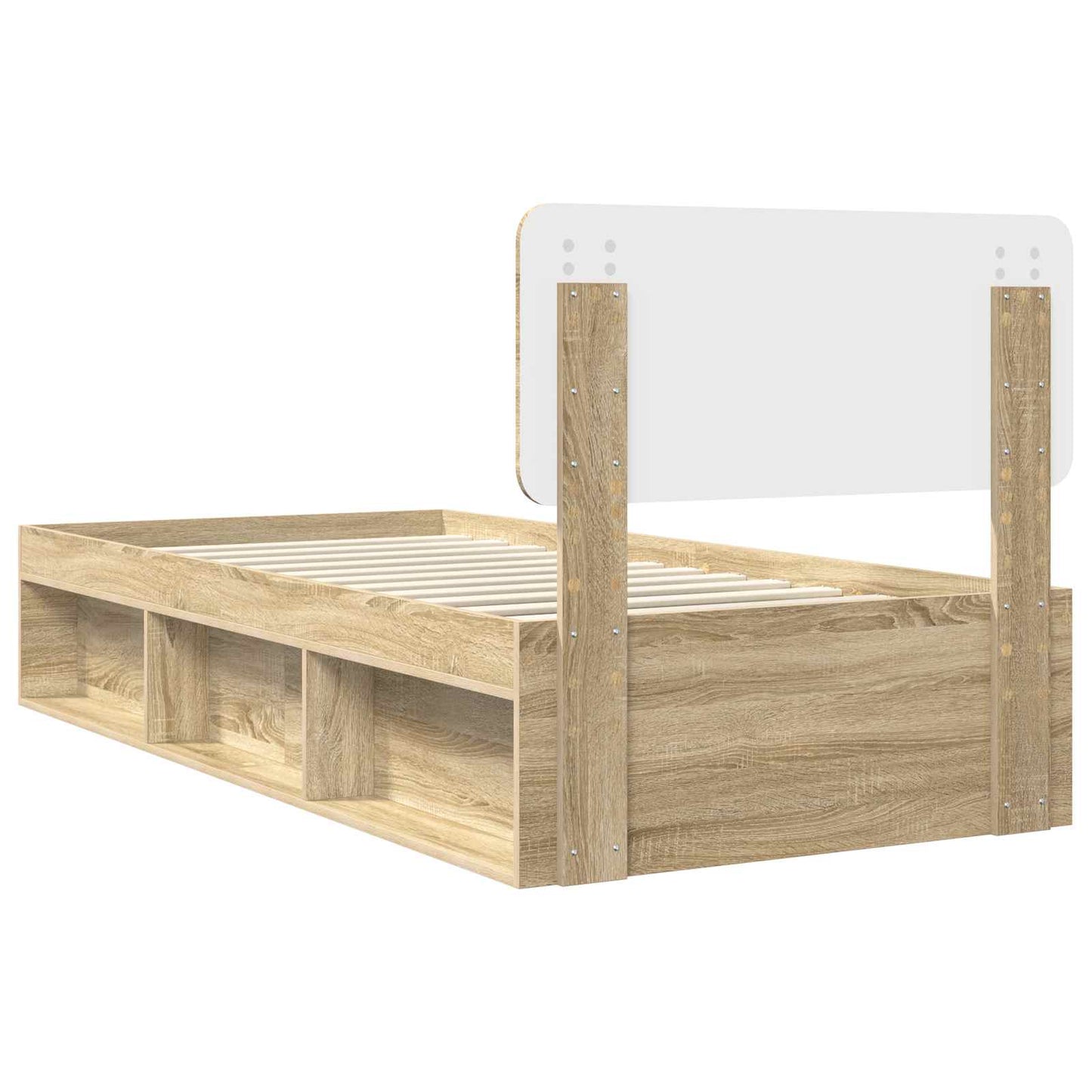 vidaXL Bettrahmen Sonoma-Eiche 75 x 190 cm Massives Kiefernholz
