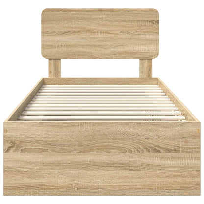 vidaXL Bettrahmen Sonoma-Eiche 75 x 190 cm Massives Kiefernholz