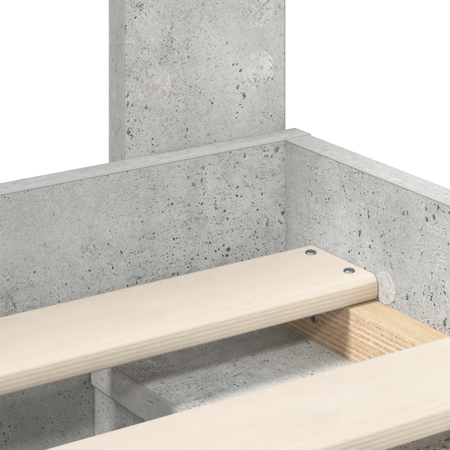 Bettrahmen Beton Grau 75 x 190 cm Massives Kiefernholz