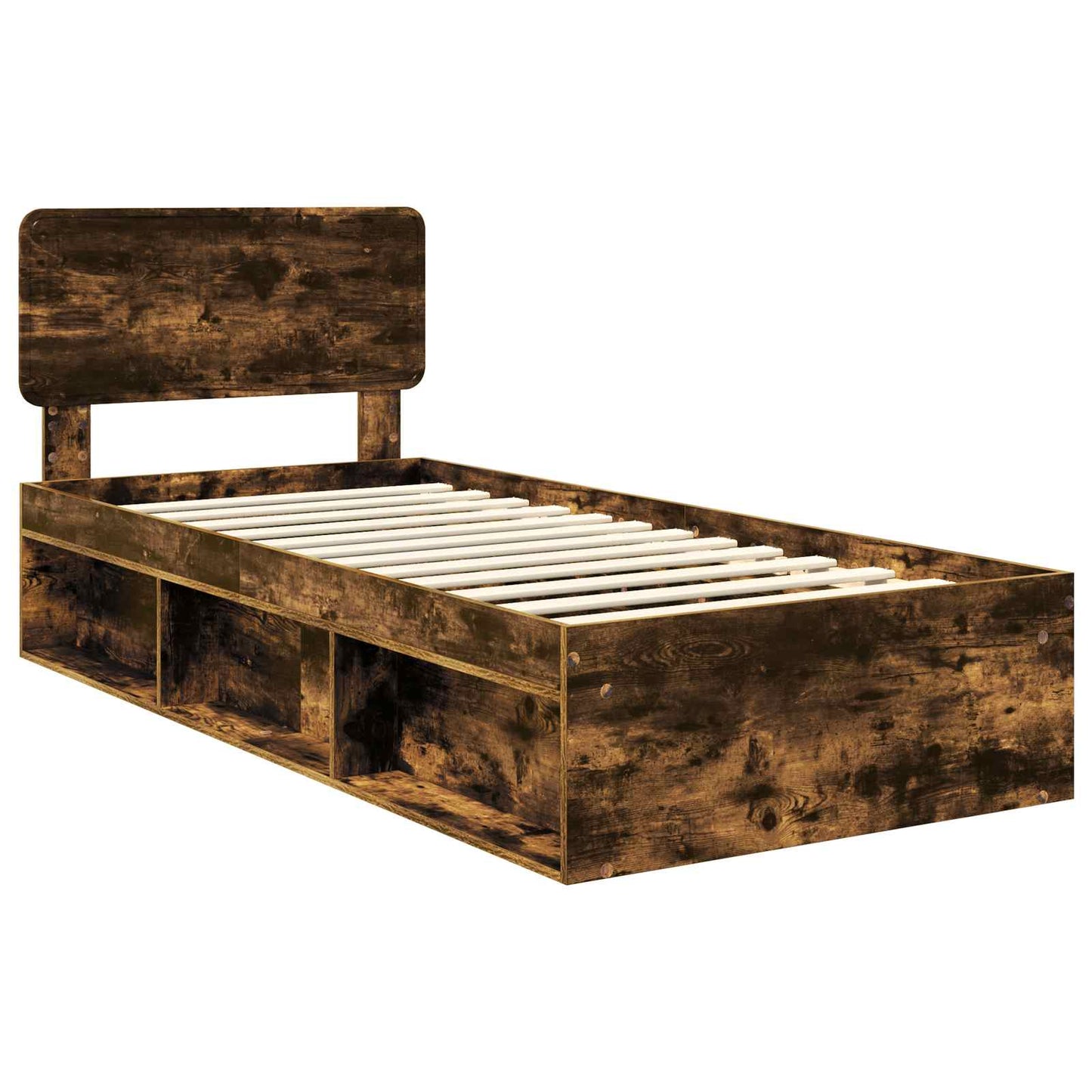 vidaXL Bettrahmen Geräucherte Eiche 75 x 190 cm Massives Kiefernholz