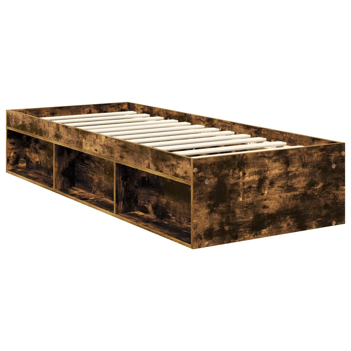 vidaXL Bettrahmen Geräucherte Eiche 75 x 190 cm Massives Kiefernholz