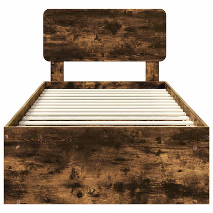 vidaXL Bettrahmen Geräucherte Eiche 75 x 190 cm Massives Kiefernholz