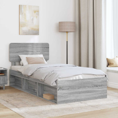 vidaXL Bettrahmen Graues Sonoma 75 x 190 cm Massives Kiefernholz
