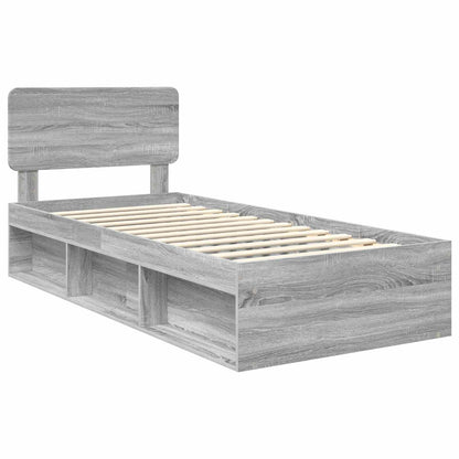 vidaXL Bettrahmen Graues Sonoma 75 x 190 cm Massives Kiefernholz