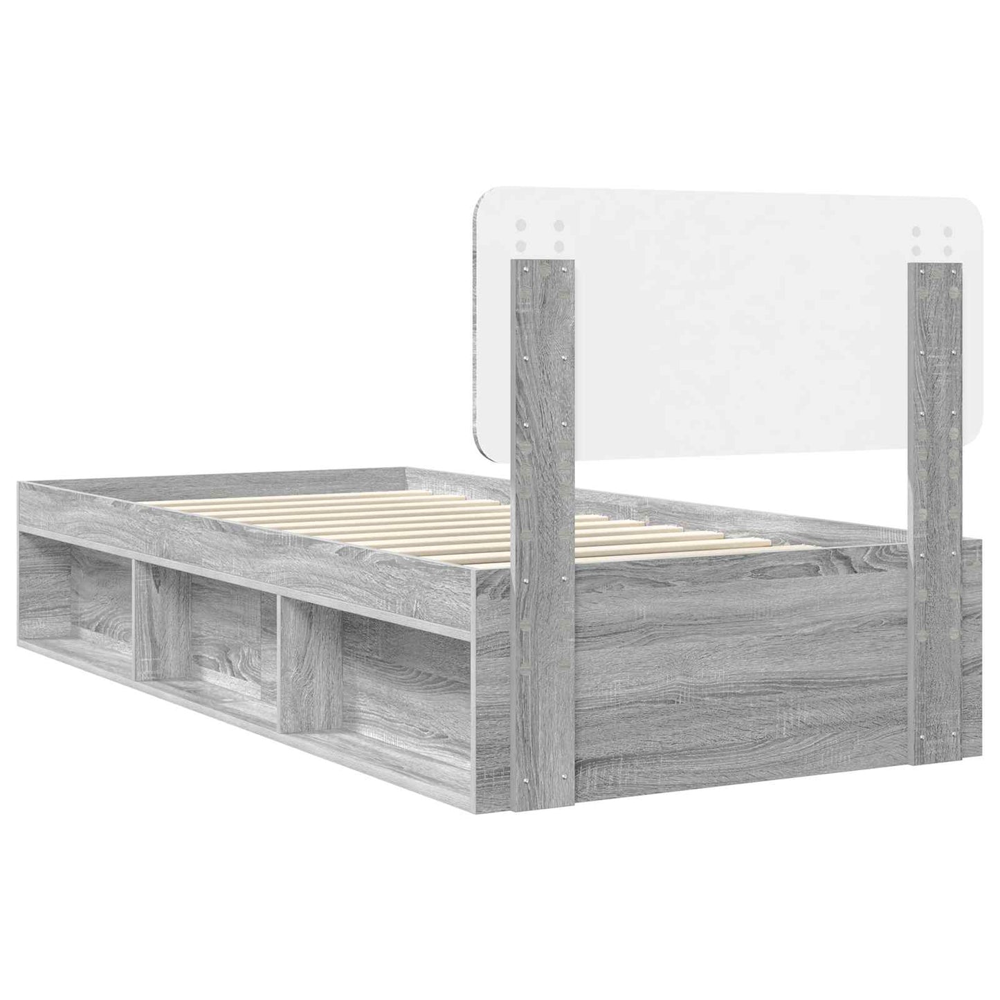 vidaXL Bettrahmen Graues Sonoma 75 x 190 cm Massives Kiefernholz