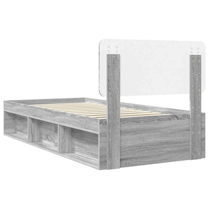 vidaXL Bettrahmen Graues Sonoma 75 x 190 cm Massives Kiefernholz