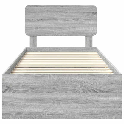 vidaXL Bettrahmen Graues Sonoma 75 x 190 cm Massives Kiefernholz
