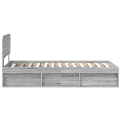 vidaXL Bettrahmen Graues Sonoma 75 x 190 cm Massives Kiefernholz