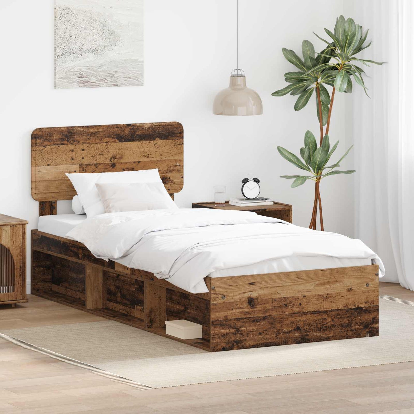vidaXL Bettrahmen Altholz 75 x 190 cm Massives Kiefernholz