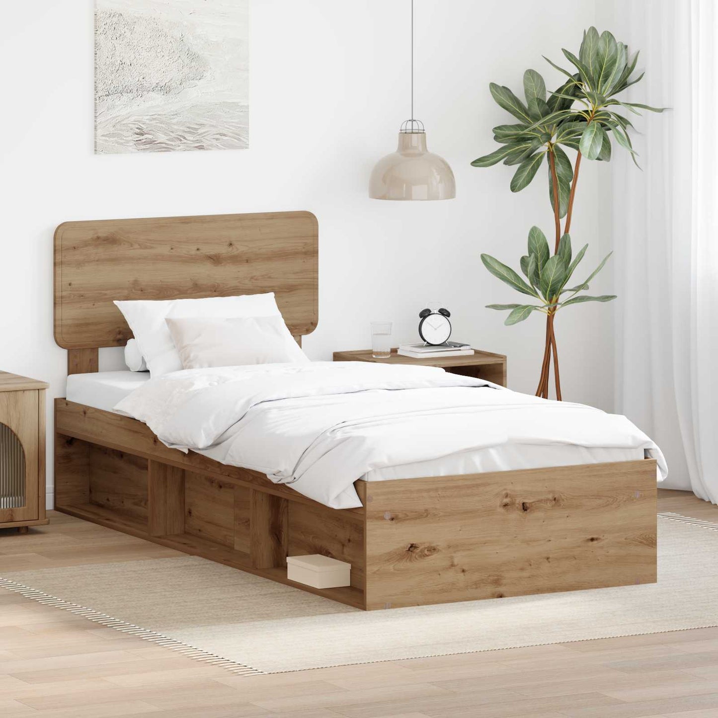 vidaXL Cadre de lit Artisanat Chêne 75 x 190 cm Bois de pin massif