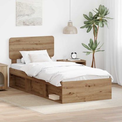 vidaXL Cadre de lit Artisanat Chêne 75 x 190 cm Bois de pin massif