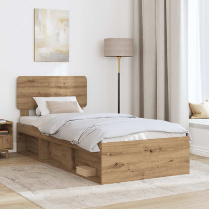 vidaXL Cadre de lit Artisanat Chêne 75 x 190 cm Bois de pin massif