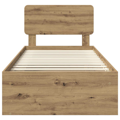 vidaXL Cadre de lit Artisanat Chêne 75 x 190 cm Bois de pin massif