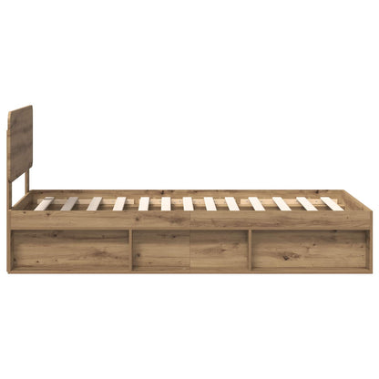 vidaXL Cadre de lit Artisanat Chêne 75 x 190 cm Bois de pin massif