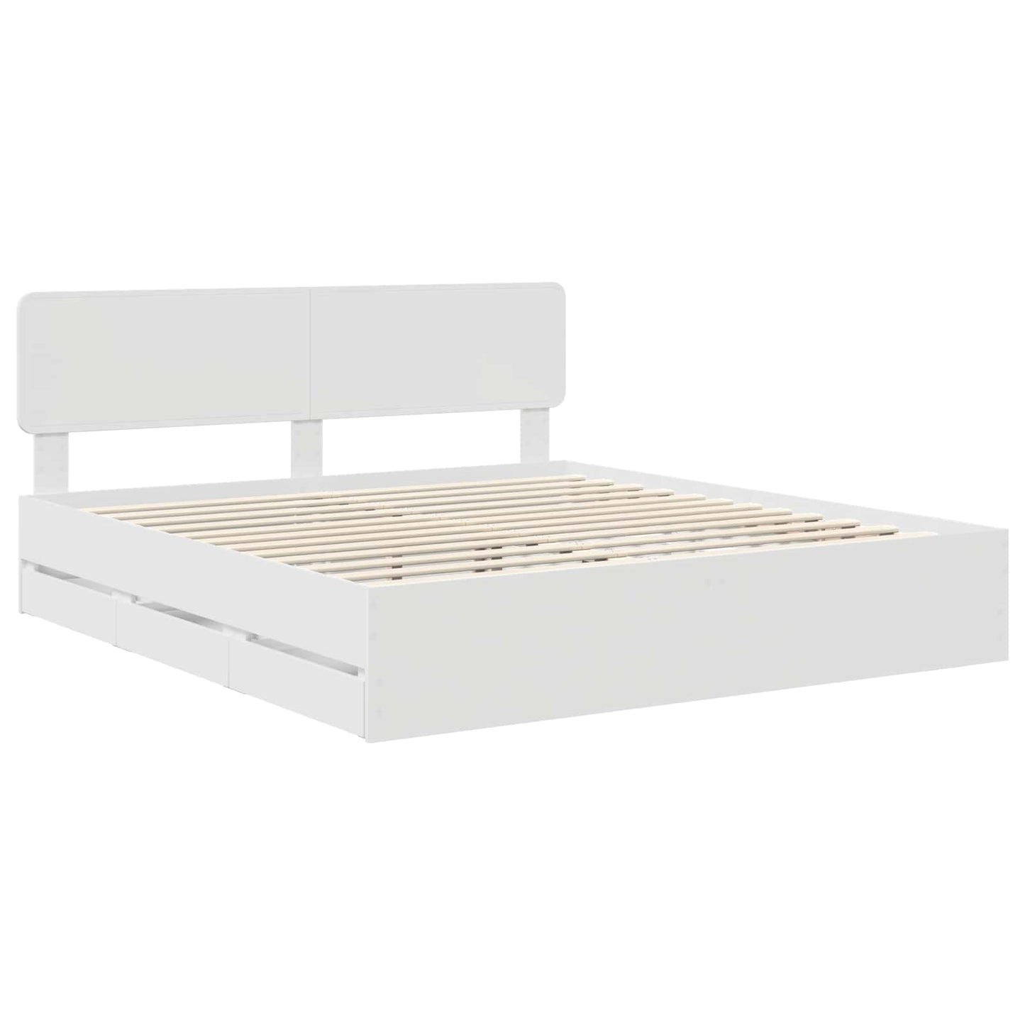 vidaXL Bettrahmen mit Schubladen Weiß 200 x 200 cm Ingenieurs Holz