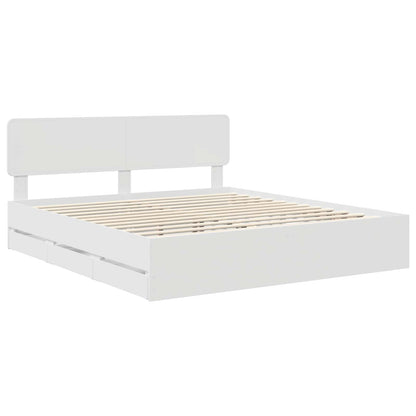vidaXL Bettrahmen mit Schubladen Weiß 200 x 200 cm Ingenieurs Holz