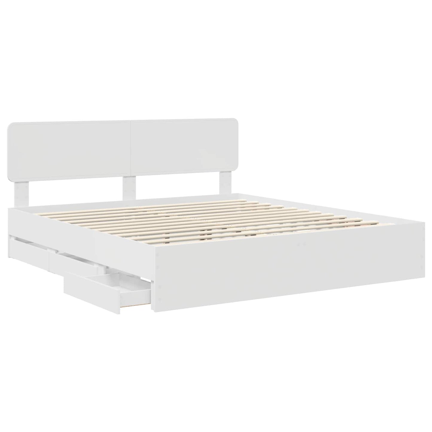 vidaXL Bettrahmen mit Schubladen Weiß 200 x 200 cm Ingenieurs Holz