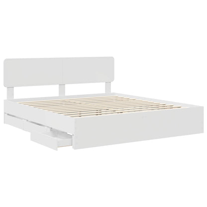 vidaXL Bettrahmen mit Schubladen Weiß 200 x 200 cm Ingenieurs Holz