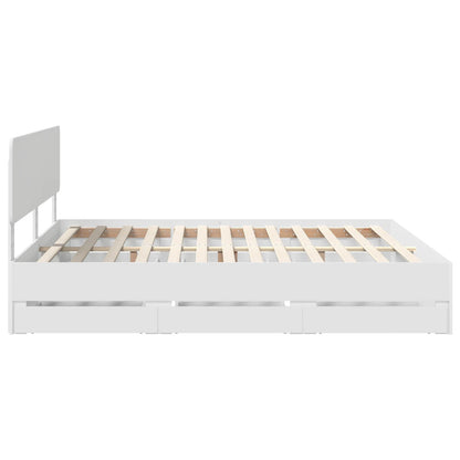 vidaXL Bettrahmen mit Schubladen Weiß 200 x 200 cm Ingenieurs Holz