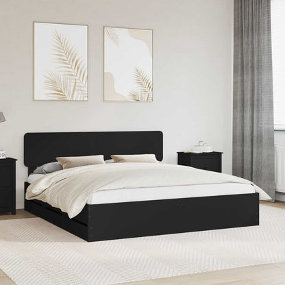 vidaXL Bettrahmen mit Schubladen Schwarz 200 x 200 cm Ingenieurs Holz