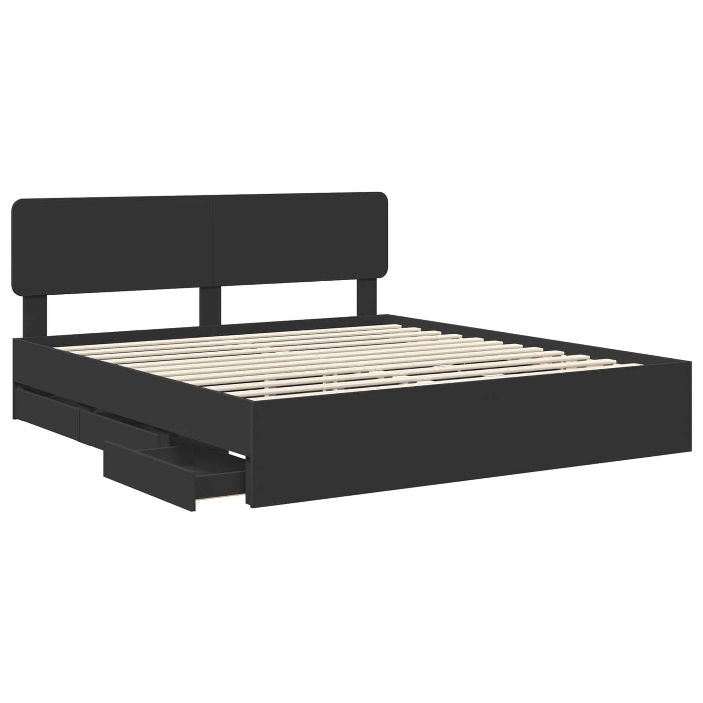 vidaXL Bettrahmen mit Schubladen Schwarz 200 x 200 cm Ingenieurs Holz