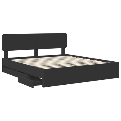 vidaXL Bettrahmen mit Schubladen Schwarz 200 x 200 cm Ingenieurs Holz
