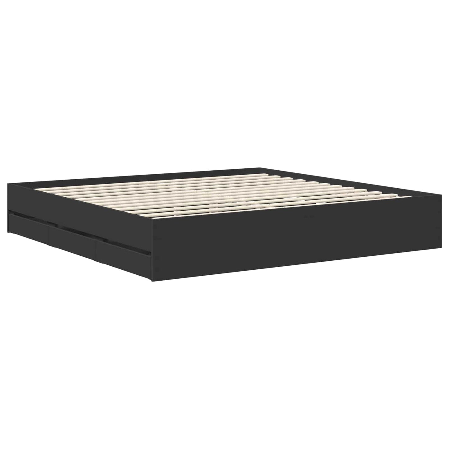 vidaXL Bettrahmen mit Schubladen Schwarz 200 x 200 cm Ingenieurs Holz