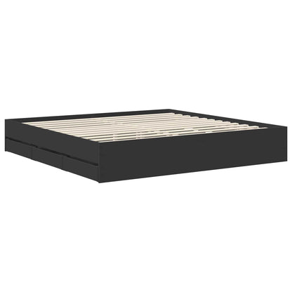 vidaXL Bettrahmen mit Schubladen Schwarz 200 x 200 cm Ingenieurs Holz