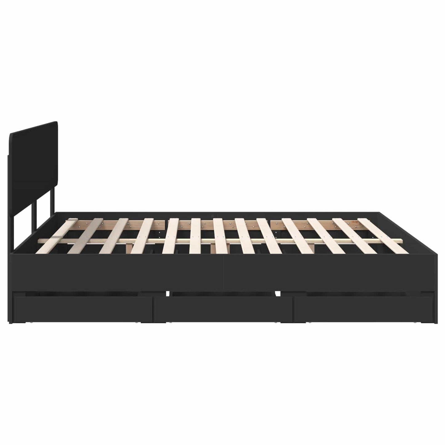vidaXL Bettrahmen mit Schubladen Schwarz 200 x 200 cm Ingenieurs Holz