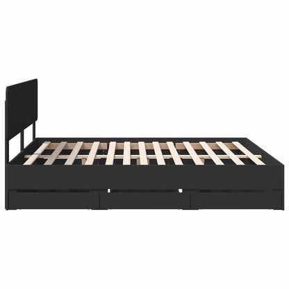 vidaXL Bettrahmen mit Schubladen Schwarz 200 x 200 cm Ingenieurs Holz