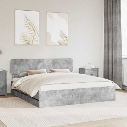 vidaXL Bettrahmen mit Kopfteil Beton Grau 200 x 200 cm Ingenieurs Holz