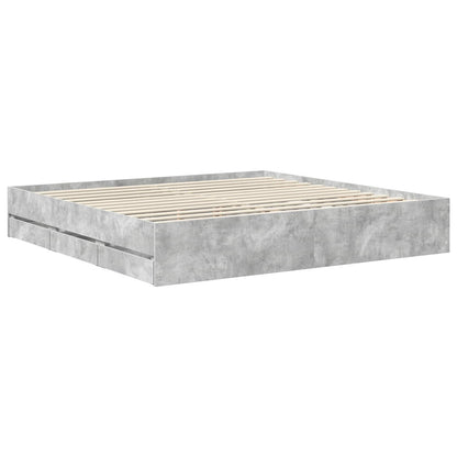vidaXL Bettrahmen mit Kopfteil Beton Grau 200 x 200 cm Ingenieurs Holz