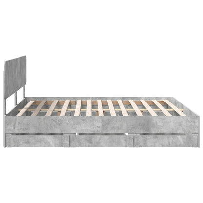 vidaXL Bettrahmen mit Kopfteil Beton Grau 200 x 200 cm Ingenieurs Holz