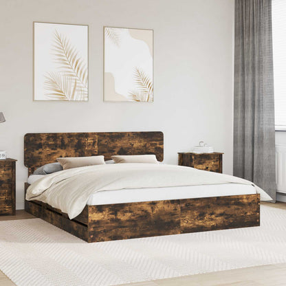 vidaXL Bettrahmen Geräucherte Eiche 200 x 200 cm Ingenieurs Holz