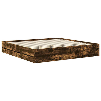 vidaXL Bettrahmen Geräucherte Eiche 200 x 200 cm Ingenieurs Holz