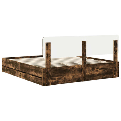 vidaXL Bettrahmen Geräucherte Eiche 200 x 200 cm Ingenieurs Holz