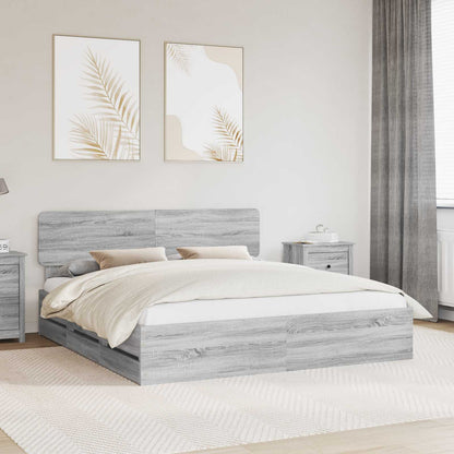 vidaXL Bettrahmen Graues Sonoma 200 x 200 cm Ingenieurs Holz