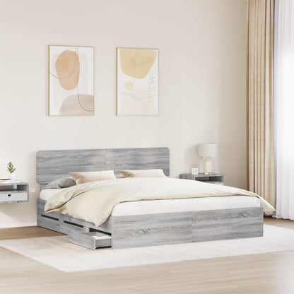 vidaXL Bettrahmen Graues Sonoma 200 x 200 cm Ingenieurs Holz