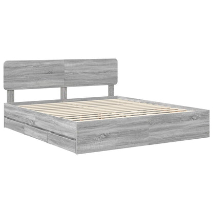 vidaXL Bettrahmen Graues Sonoma 200 x 200 cm Ingenieurs Holz