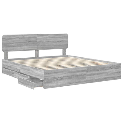 vidaXL Bettrahmen Graues Sonoma 200 x 200 cm Ingenieurs Holz