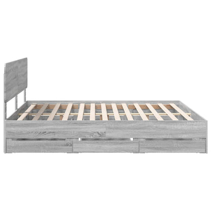 vidaXL Bettrahmen Graues Sonoma 200 x 200 cm Ingenieurs Holz