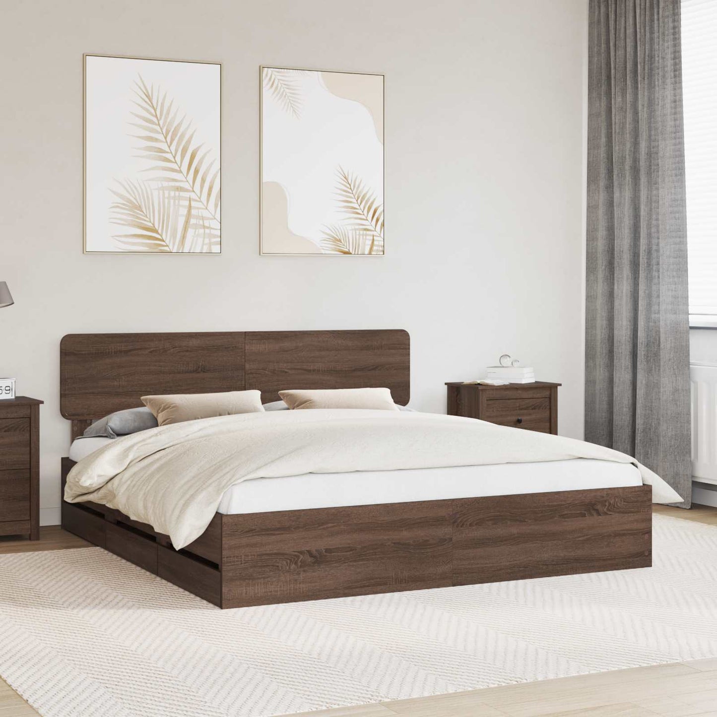 vidaXL Bettrahmen Braun Eichen-Optik 200 x 200 cm Ingenieurs Holz