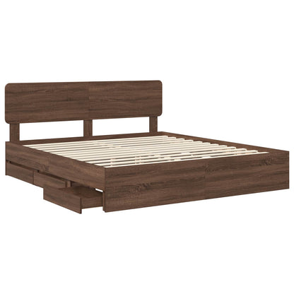 vidaXL Bettrahmen Braun Eichen-Optik 200 x 200 cm Ingenieurs Holz