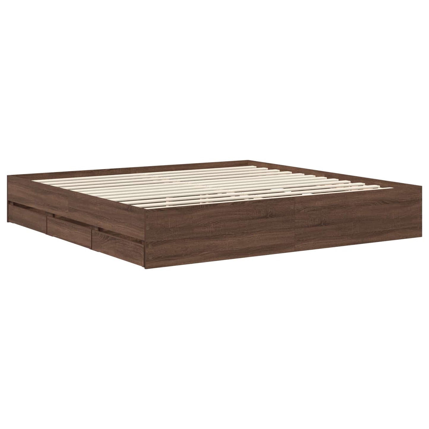 vidaXL Bettrahmen Braun Eichen-Optik 200 x 200 cm Ingenieurs Holz