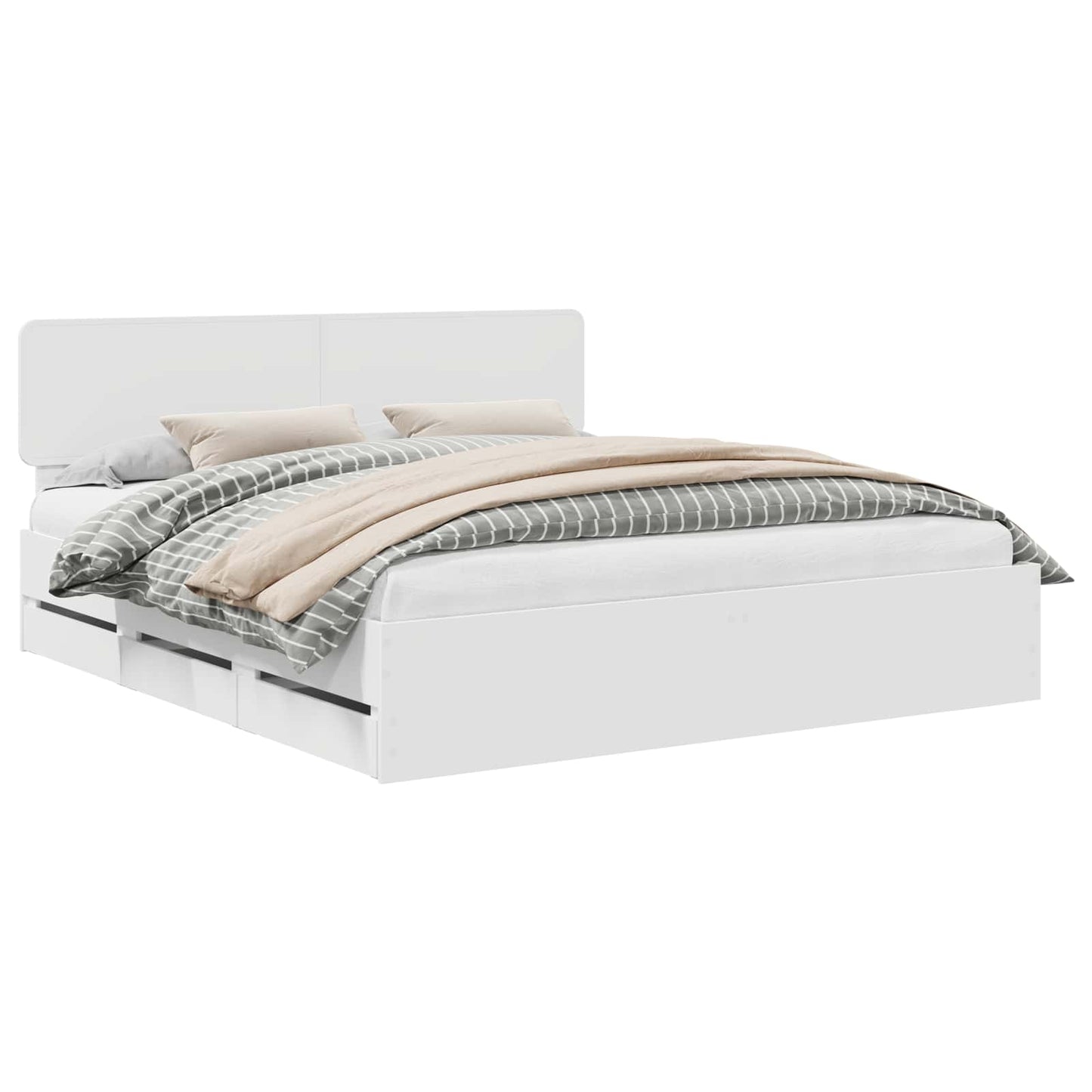 Bettrahmen mit Kopfteil Weiß 180 x 200 cm Holzwerkstoff