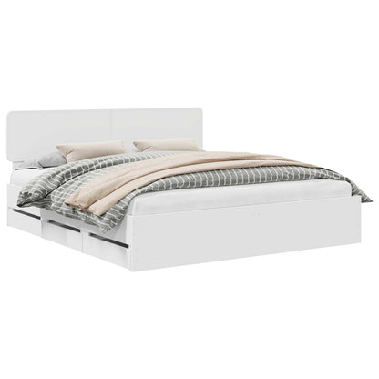 Bettrahmen mit Kopfteil Weiß 180 x 200 cm Holzwerkstoff