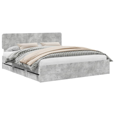 vidaXL Cadre de lit avec tête de lit Gris Ciment 180 x 200 cm Bois d'ingénierie