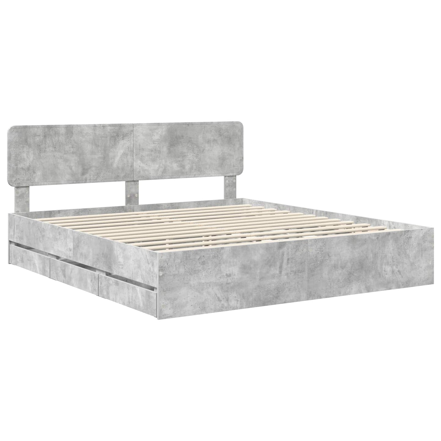 vidaXL Cadre de lit avec tête de lit Gris Ciment 180 x 200 cm Bois d'ingénierie