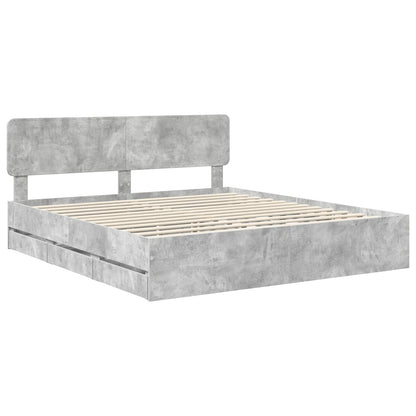 vidaXL Cadre de lit avec tête de lit Gris Ciment 180 x 200 cm Bois d'ingénierie
