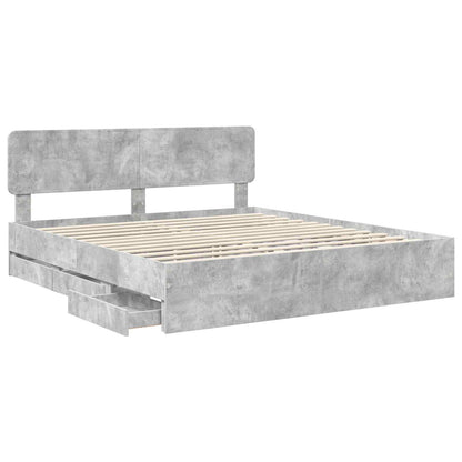 vidaXL Cadre de lit avec tête de lit Gris Ciment 180 x 200 cm Bois d'ingénierie